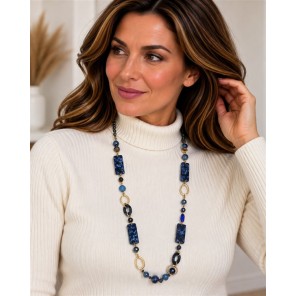 Sweet7 Ketting lang blokken 101224807 Blauw Sweet7 Ketting lang blokken 101224807 Blauw